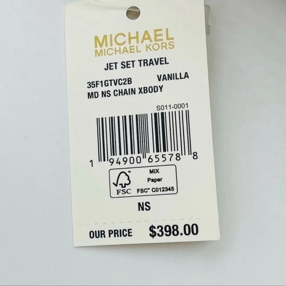 Michael Kors Medium NS Chain XBody Bag Vanilla/Brown - Picture 12 of 12